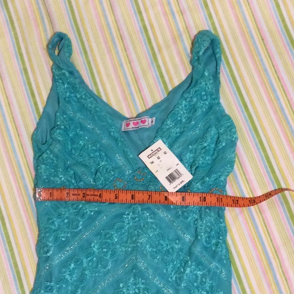 Vintage Light Turquoise Lace Sheer Sleeves Top by Tres Pink Hearts - Picture 6 of 14